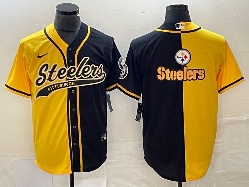 Men Pittsburgh Steelers Blank Yellow black Co Branding Nike Game NFL Jersey style 2